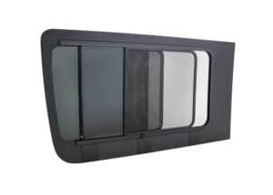 AM Auto Mercedes Sprinter passenger side front panel, half-slider vent with screen